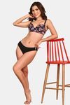 PrettyCat Lightly Padded Floral T-shirt Bra With Bows - Navy Blue — thumbnail 4